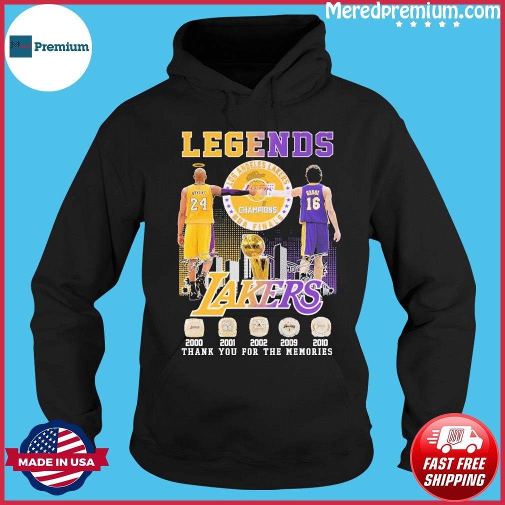 Los Angeles Lakers Kobe Bryant, Gasol Champions Thanks You For The Memories Signature Shirt Hoodie.jpg