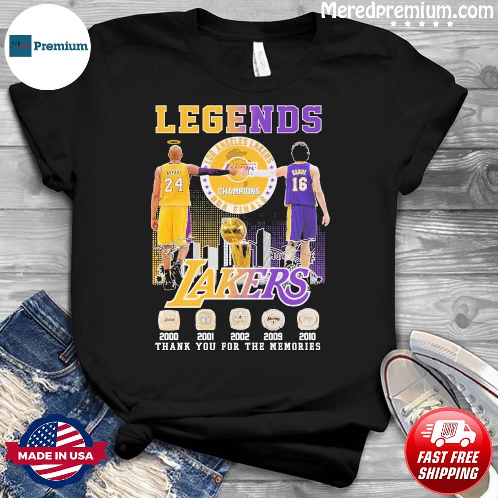 Los Angeles Lakers Kobe Bryant, Gasol Champions Thanks You For The Memories Signature Shirt
