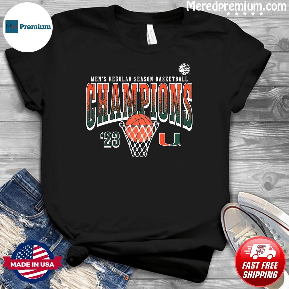 Miami Hurricanes Men's Basketball 2023 ACC Regular Season Champions Shirt