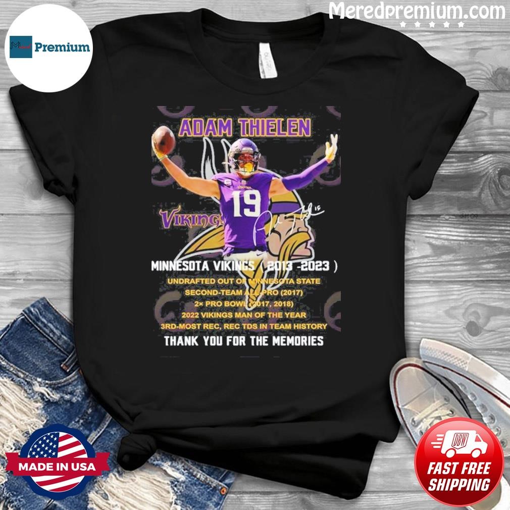 Minnesota Vikings 2013 – 2023 19 Adam Thielen Thank You For The Memories Adam Thielen T-Shirt