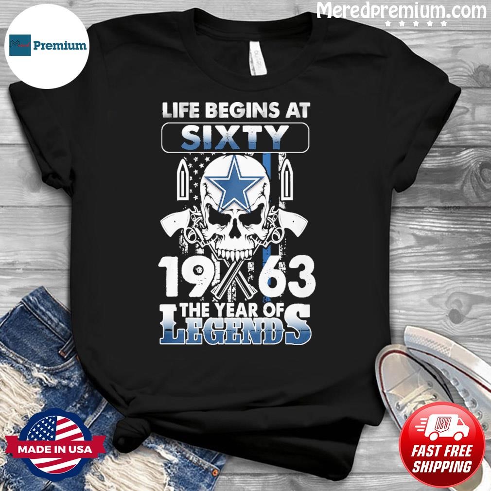Official Dallas Cowboys Life Begins At Sixty Five 1963 The Year Of Legends American Flag Vintage Shirt