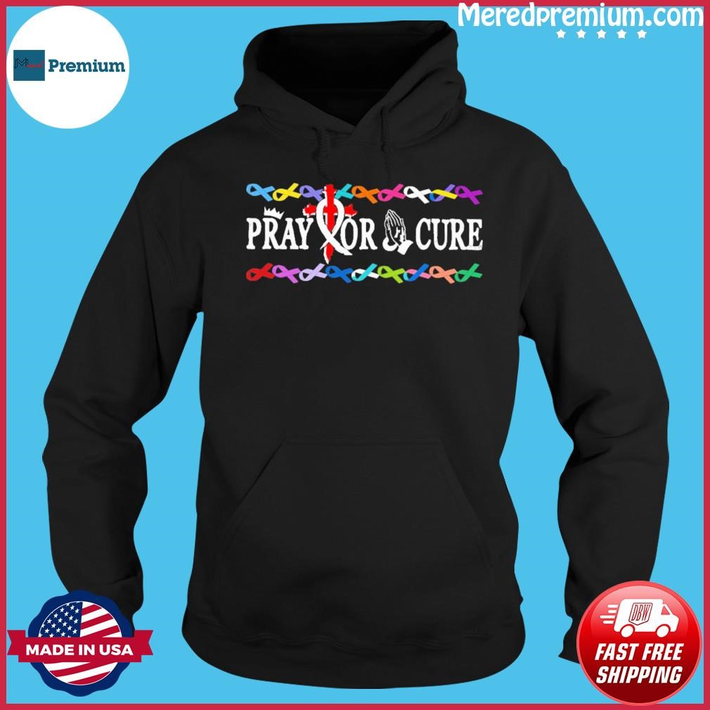 Pray For A Cure Ribbon Breast Cancer Shirt Hoodie.jpg