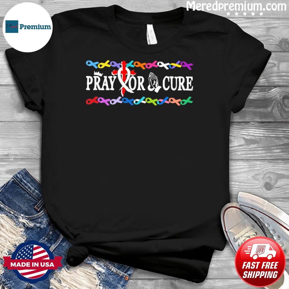 Pray For A Cure Ribbon Breast Cancer Shirt