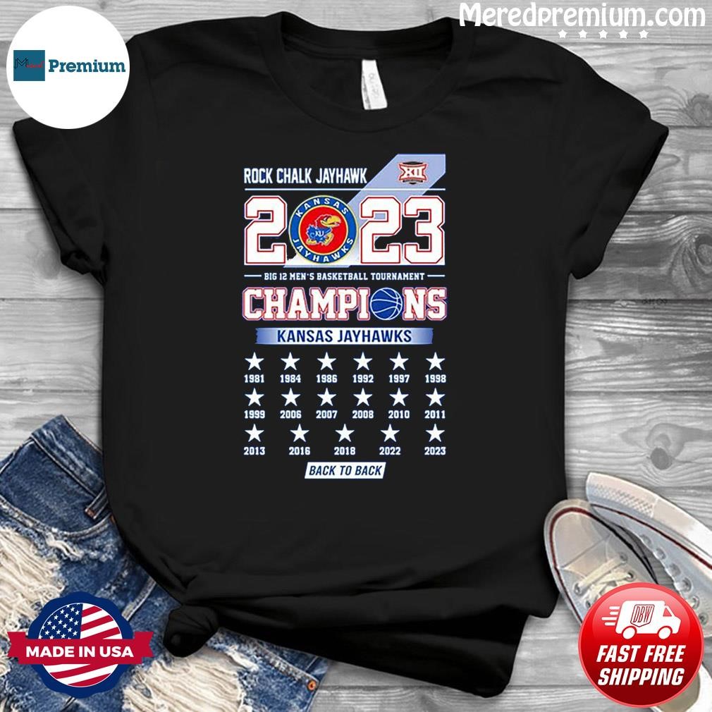 Rock Chalk Jayhawk 2023 Kansas jayhawks Champions Back2back Shirt