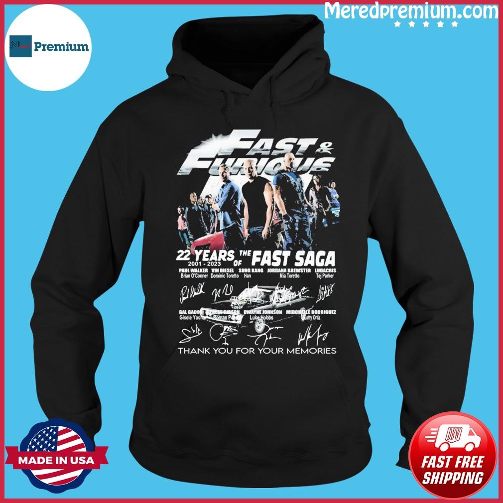 The Fast Saga Fast & Furious 22 Years 2001-2023 Thank You For The Memories Signatures Shirt Hoodie.jpg