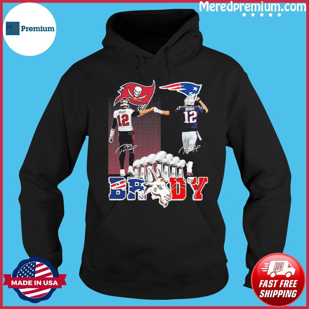 The Goat Tom Brady Tampa Bay Buccaneers Vs New England Patriot Signature Shirt Hoodie.jpg