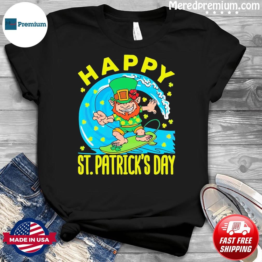 Hawaiian Surfing Leprechaun St Patrick’s Day Shirt