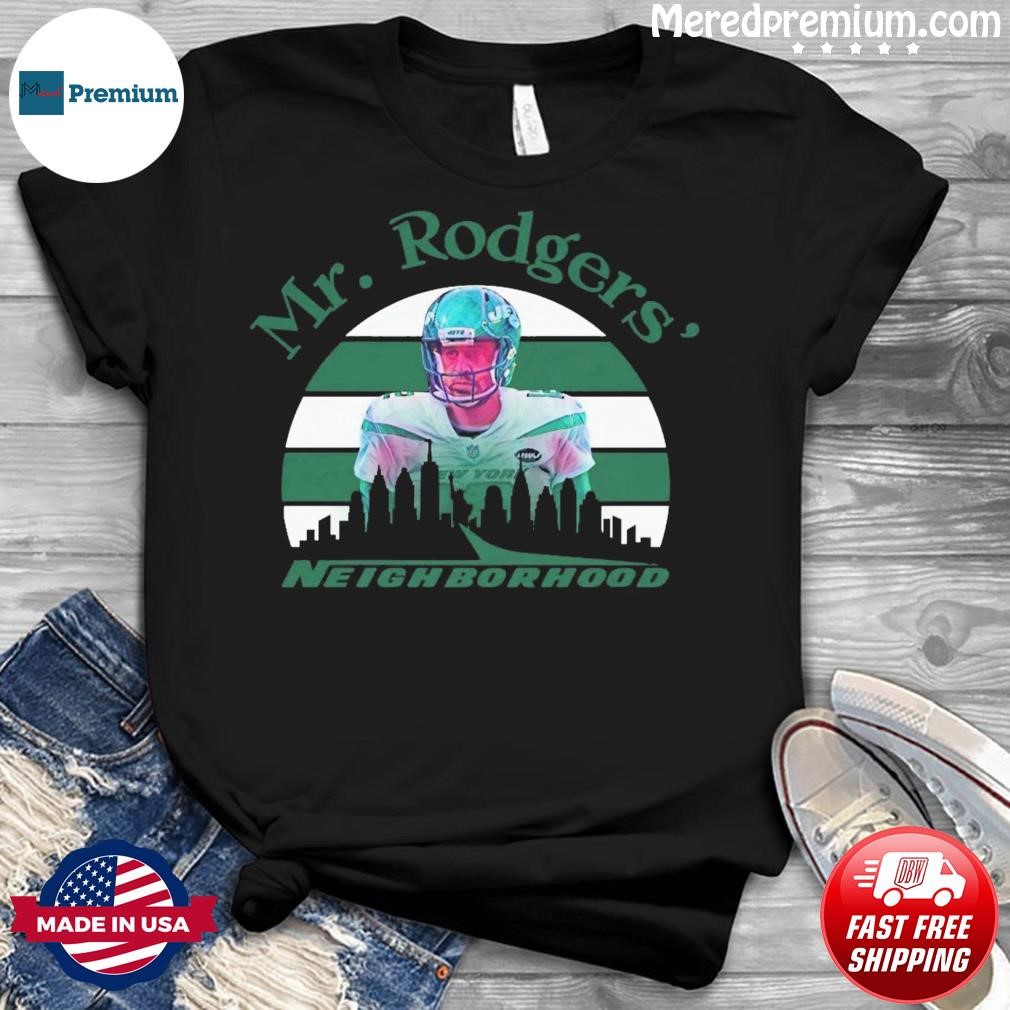 Aaron rodgers mr. rodgers neighborhood new york jets t shirt