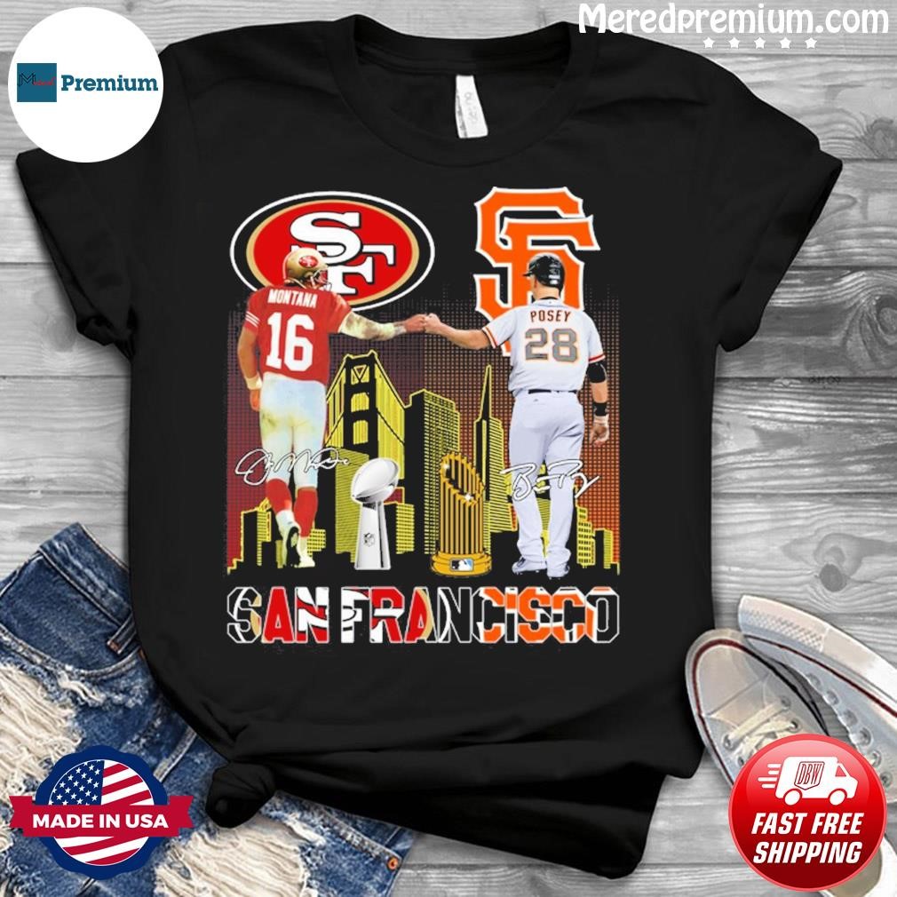 Skyline San Francisco Sport Team Joe Montana And Buster Posey