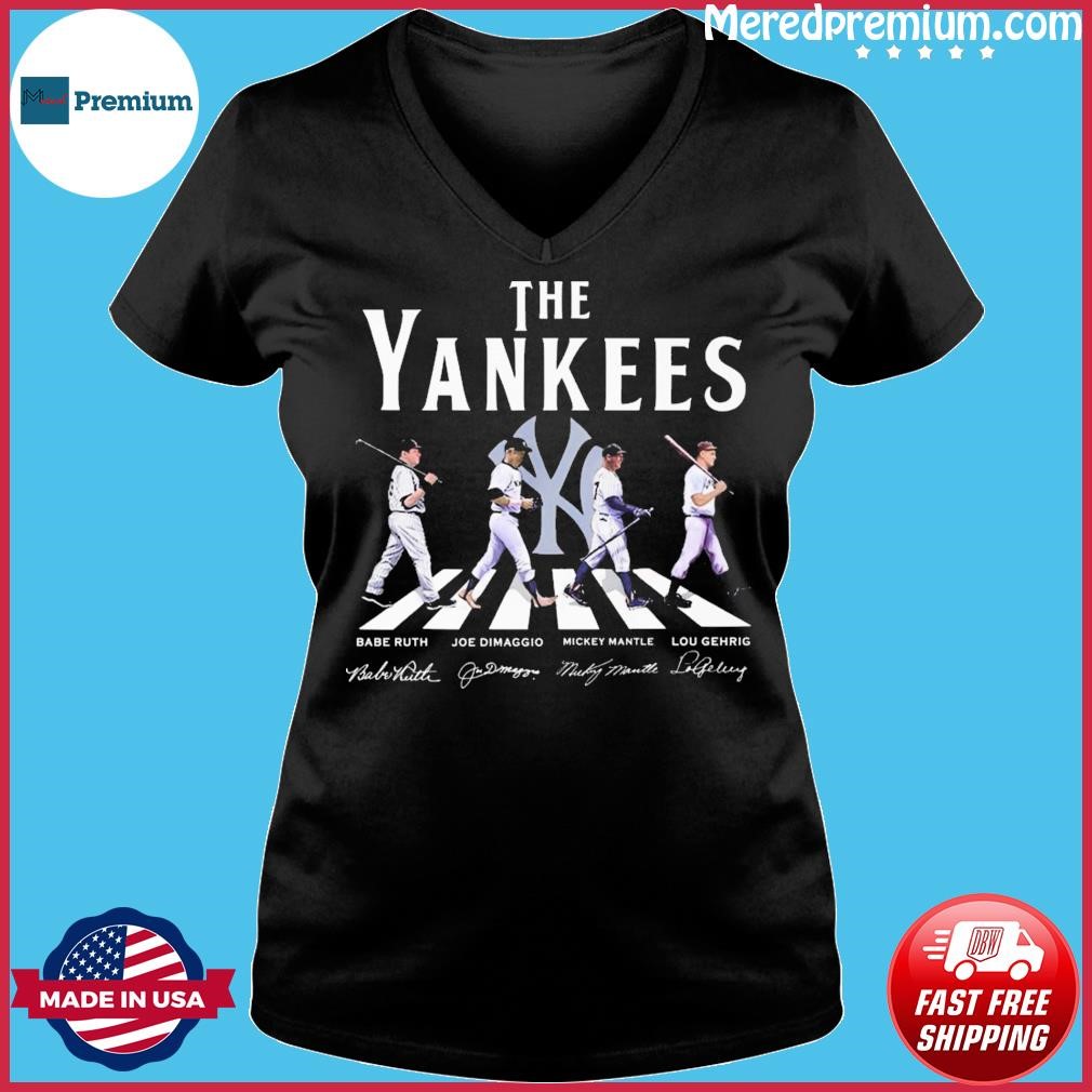 The Yankees Abbey Road Babe Ruth Joe Dimaggio Mickey Mantle And Lou Gehrig  Signatures Shirt - Shibtee Clothing