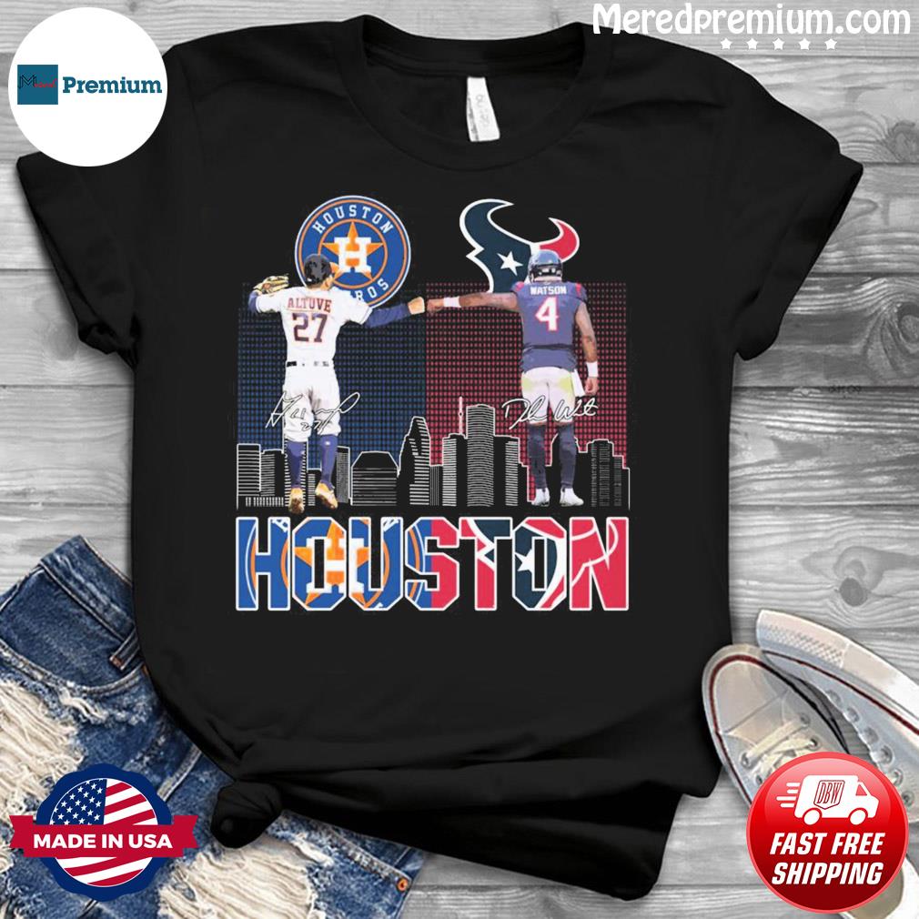 Houston Sports Team Jose Altuve And JJ Watson Signatures Fan Gifts T-Shirt  - Masteez