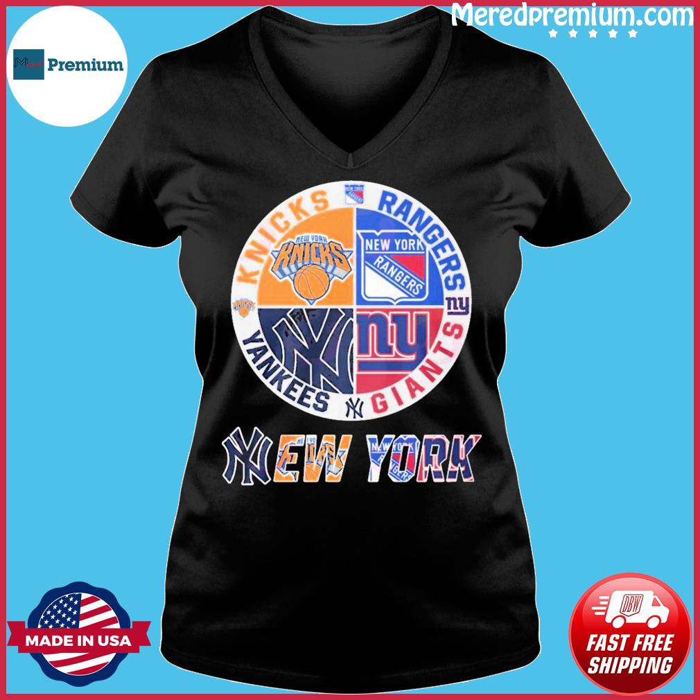 New York Mets Knicks Rangers Giants 4 teams sports circle logo shirt,  hoodie, sweater, long sleeve and tank top