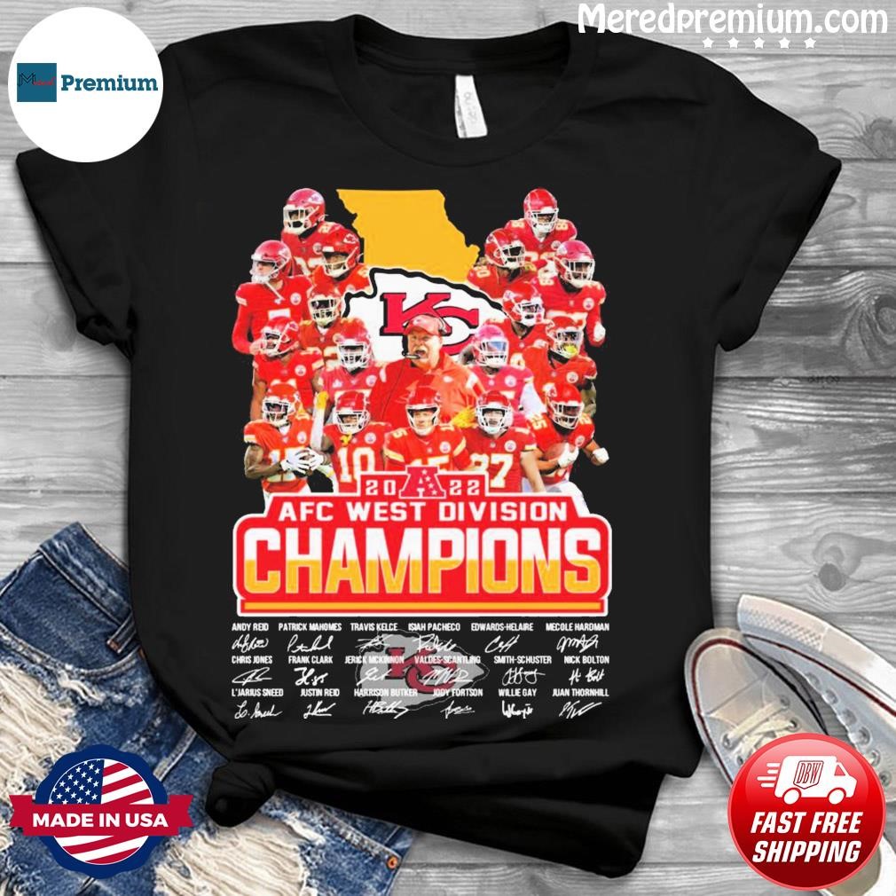 Kansas city Chiefs 2022 afc west champions thank you for the memories  signatures shirt, hoodie, sweater, long sleeve and tank top