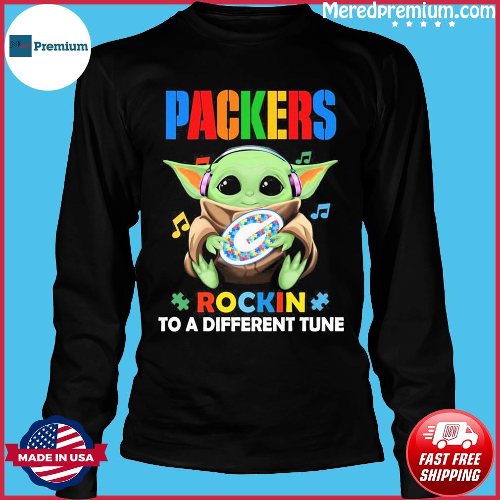 Baby Yoda Hug Green Bay Packers Autism Rockin To A Different Tune