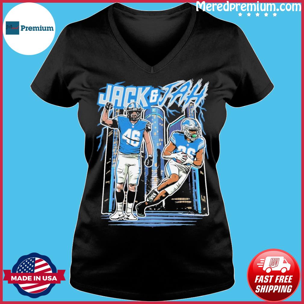 Detroit Lions Jack And Jah Vintage Skyline T-shirt