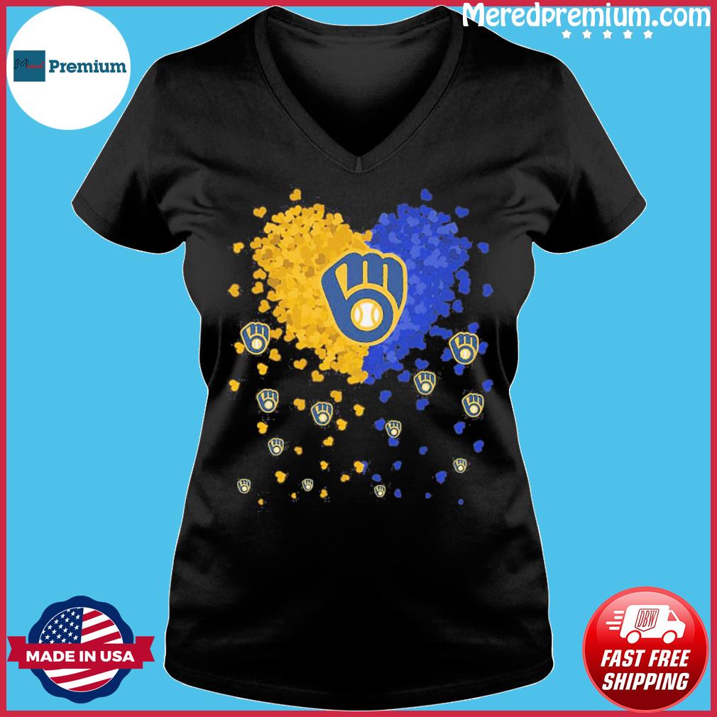 Milwaukee Brewers Yellow and Blue heart 2023 shirt, hoodie, sweater, long  sleeve and tank top