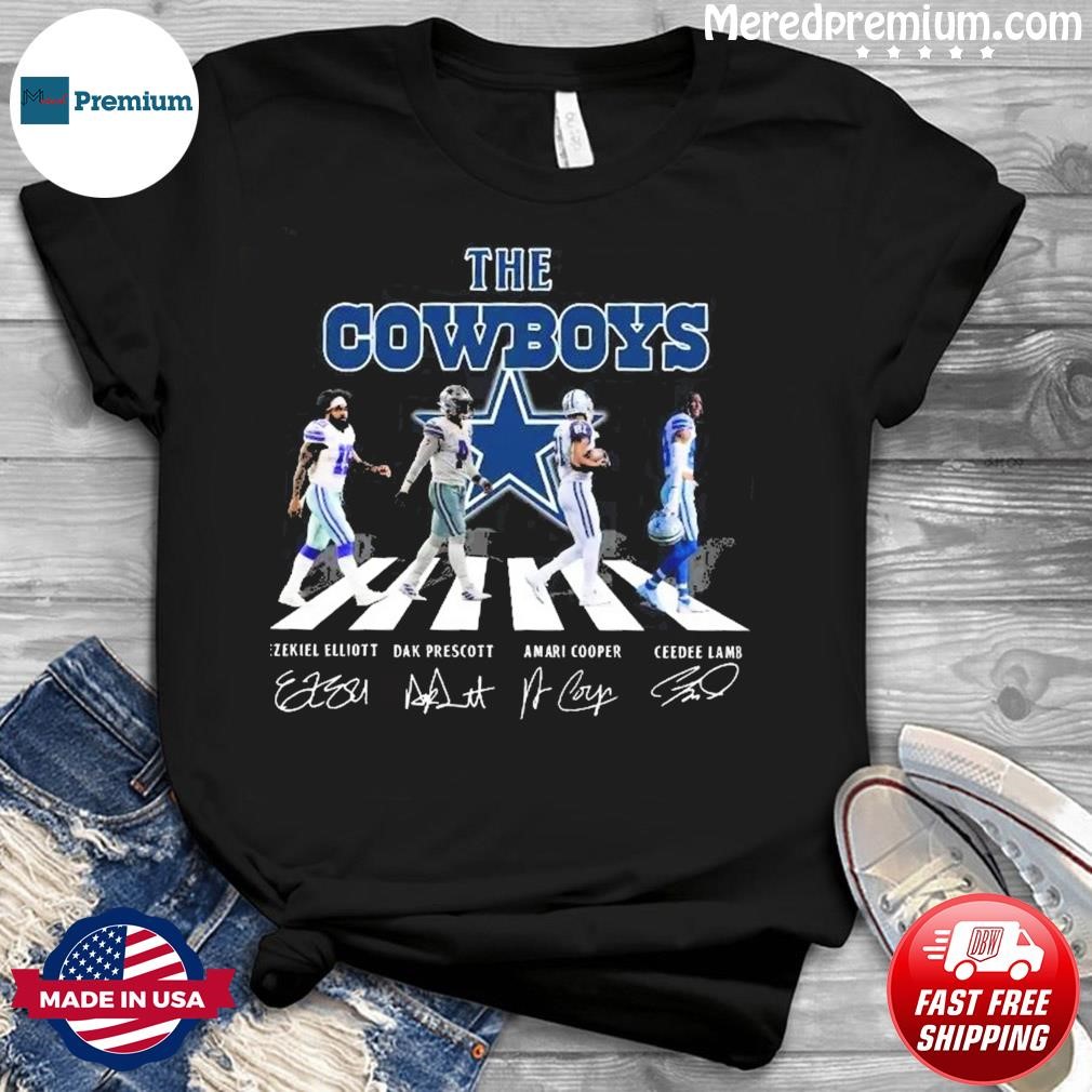 The Cowboys Ezekiel Elliott Dak Prescott Amari Cooper Ceedee Lamb abbey  road signatures shirt, hoodie, sweater, long sleeve and tank top