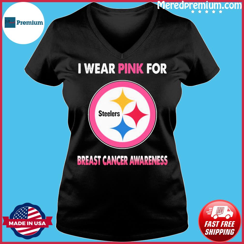 Product pittsburgh Steelers I wear pink for breast cancer awareness shirt,  hoodie, sweater, long sleeve and tank top