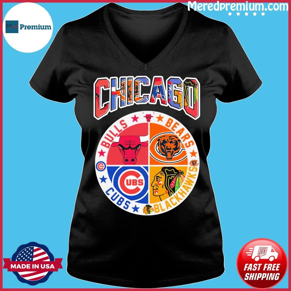 Chicago Bulls Chicago Blackhawks Chicago Cubs Chicago Bears 2023 team  sports logo shirt, hoodie, sweater, long sleeve and tank top