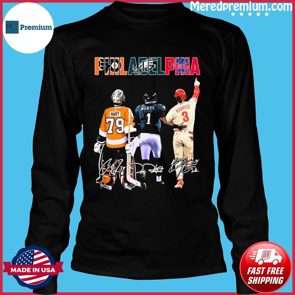 Bryce Harper and Jalen Hurts Philadelphia sport team, Phillies and Eagles  signatures shirt, hoodie, sweater, long sleeve and tank top