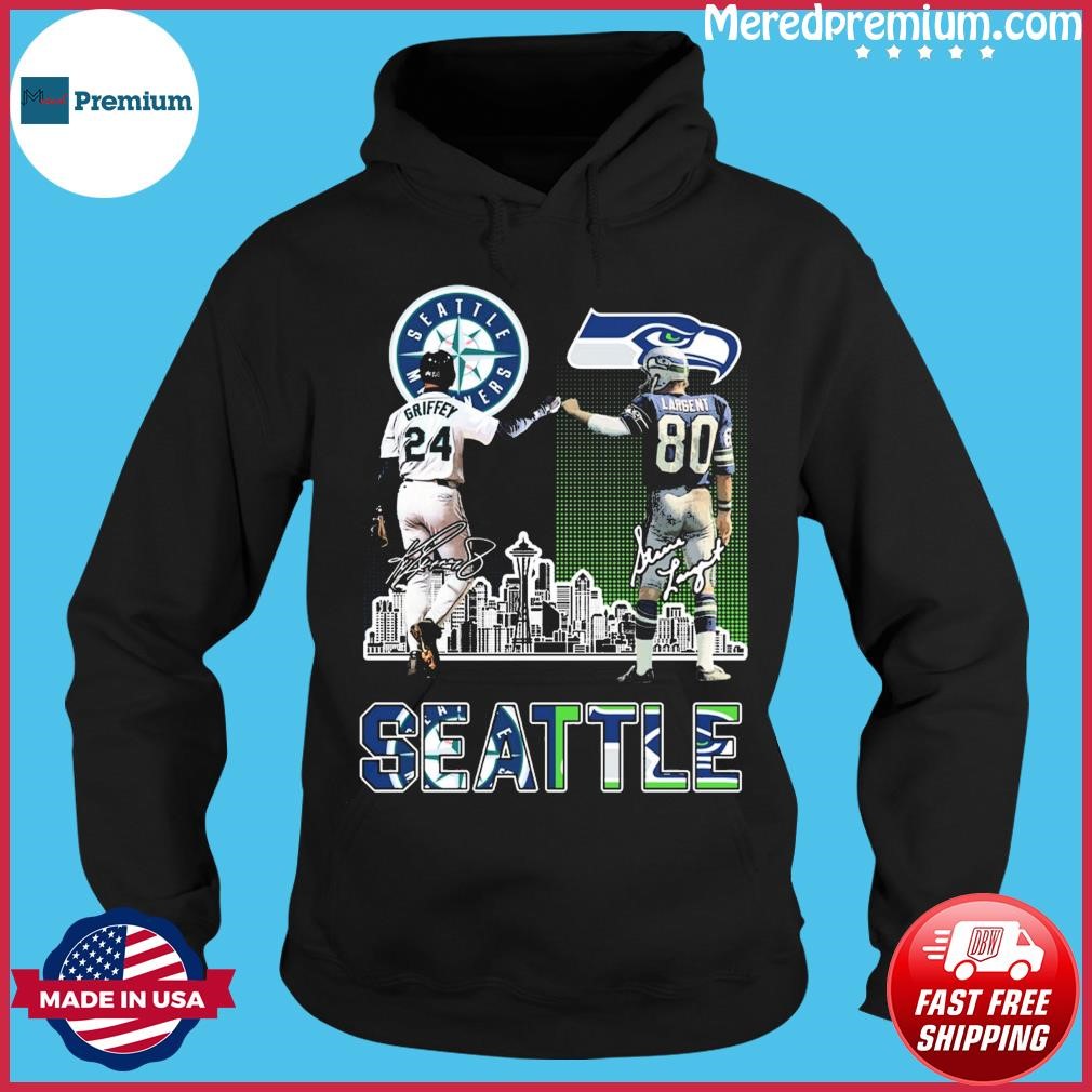 Seattle skyline 24 Ken Griffey Jr. 80 Steve Largent players signatures shirt,  hoodie, sweater, long sleeve and tank top