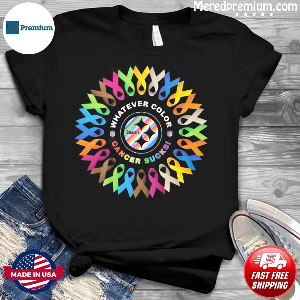 Whatever Color Cancer Sucks NFL Pittsburgh Steelers colorful logo shirt,  hoodie, sweater, long sleeve and tank top