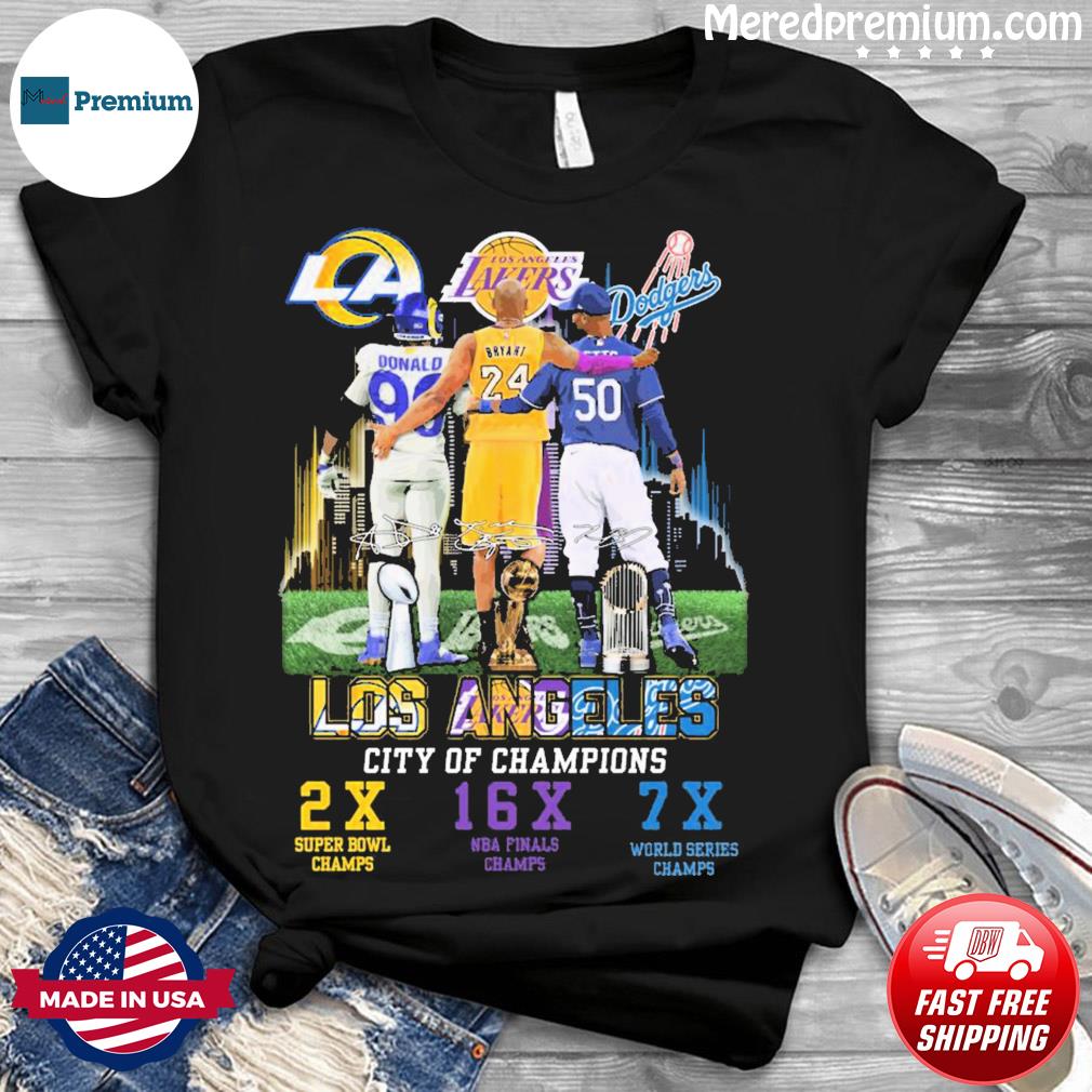 Aaron Donald Kobe Bryant And Mookie Betts Los Angeles City Of Champions  Signatures shirt, hoodie, sweater, long sleeve and tank top