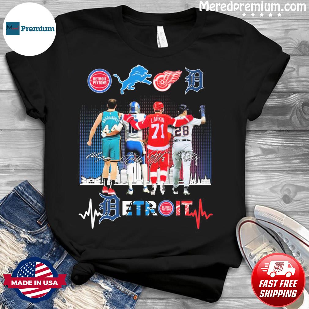 Bojan Bogdanovic Jared Goff Dylan Larkin and Javi Baez Detroit Sports  Signatures Shirt, hoodie, sweater, long sleeve and tank top