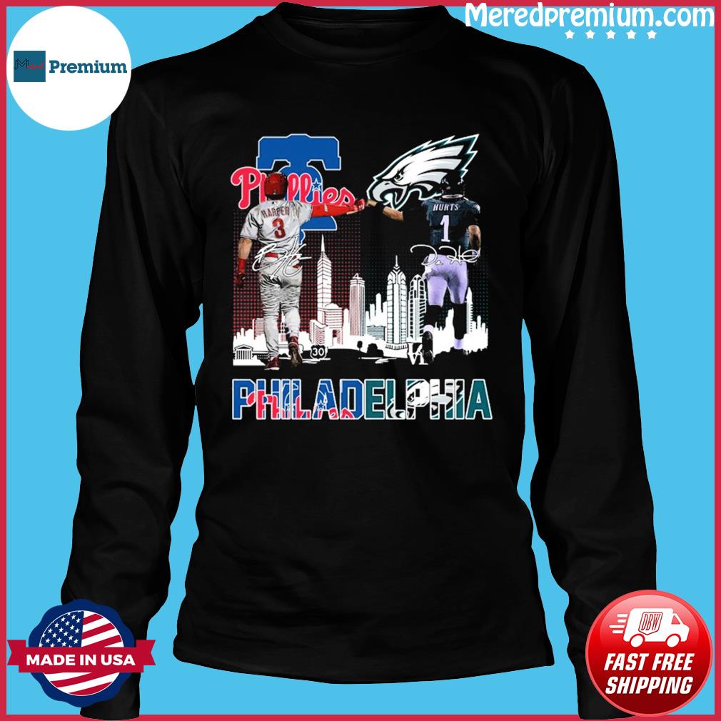 Awesome bryce Harper and Jalen Hurts Philadelphia sport team, Phillies and  Eagles signatures shirt, hoodie, sweater, long sleeve and tank top