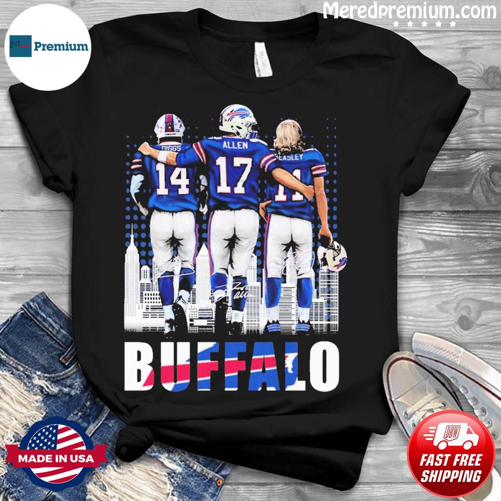 Buffalo Skyline Stefon Diggs Josh Allen And Cole Beasley Signatures Shirt -  Shibtee Clothing