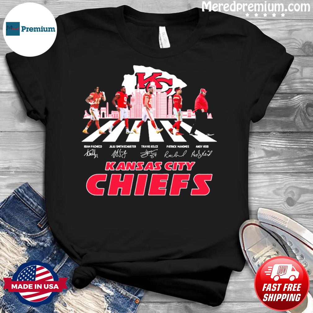 Kansas City Chiefs Isiah Pacheco Juju Smith Schuster Travis Kelce Patrick  Mahomes Andy Reid abbey road signatures shirt, hoodie, sweater, long sleeve  and tank top