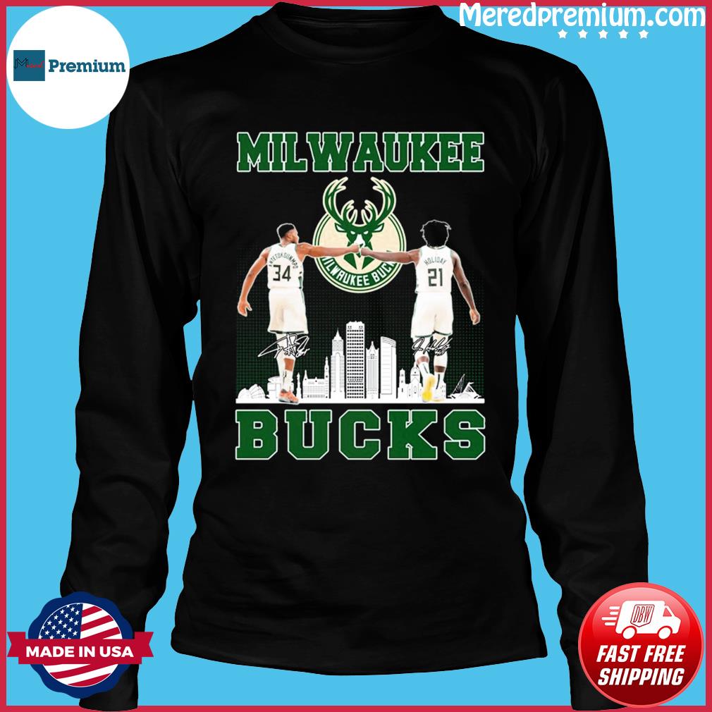 Milwaukee Bucks Giannis Antetokounmpo And Jrue Holiday Signatures Shirt,  hoodie, sweater, long sleeve and tank top
