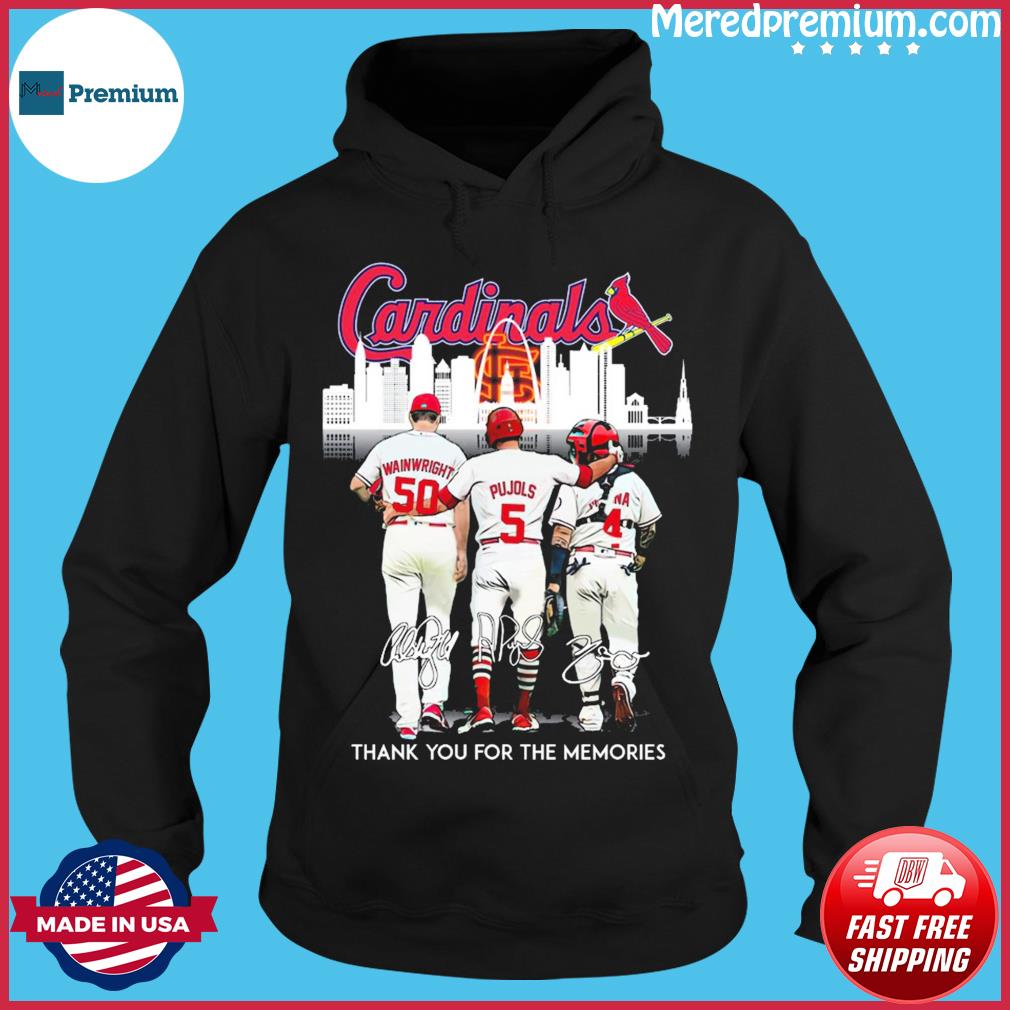 St Louis Cardinals Adam Wainwright Albert Pujols And Yadier Molina Thank  You For The Memories Signatures Shirt, hoodie, sweater, long sleeve and  tank top