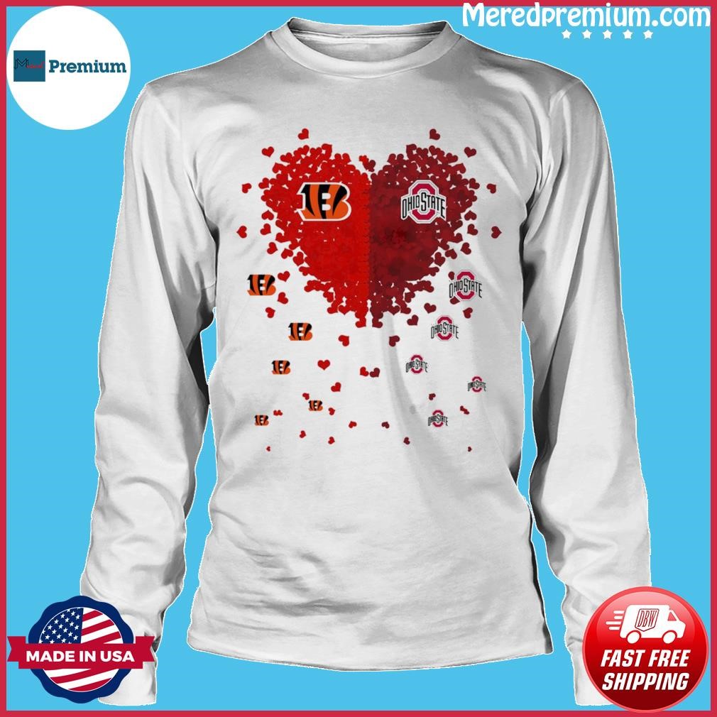 Cincinnati Bengals vs Ohio State Buckeyes heart for life shirt, hoodie,  sweater, long sleeve and tank top