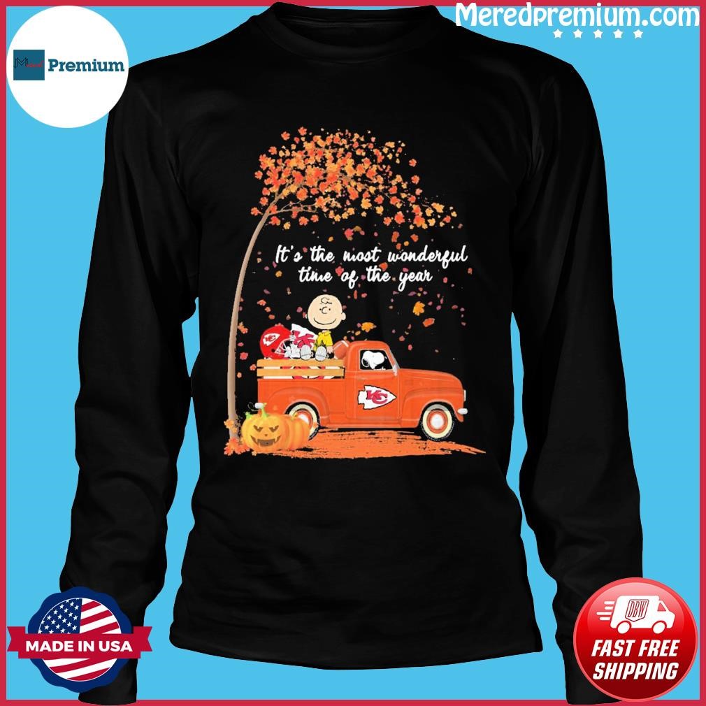 The Peanuts KC Chiefs truck fall it's the most wonderful time of the year  shirt, hoodie, sweater and v-neck t-shirt