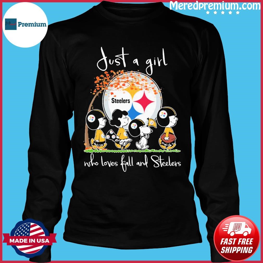 Just A Girl Who Love Fall And Pittsburgh Steelers Peanuts Snoopy Tshirt,  hoodie, sweater, long sleeve and tank top