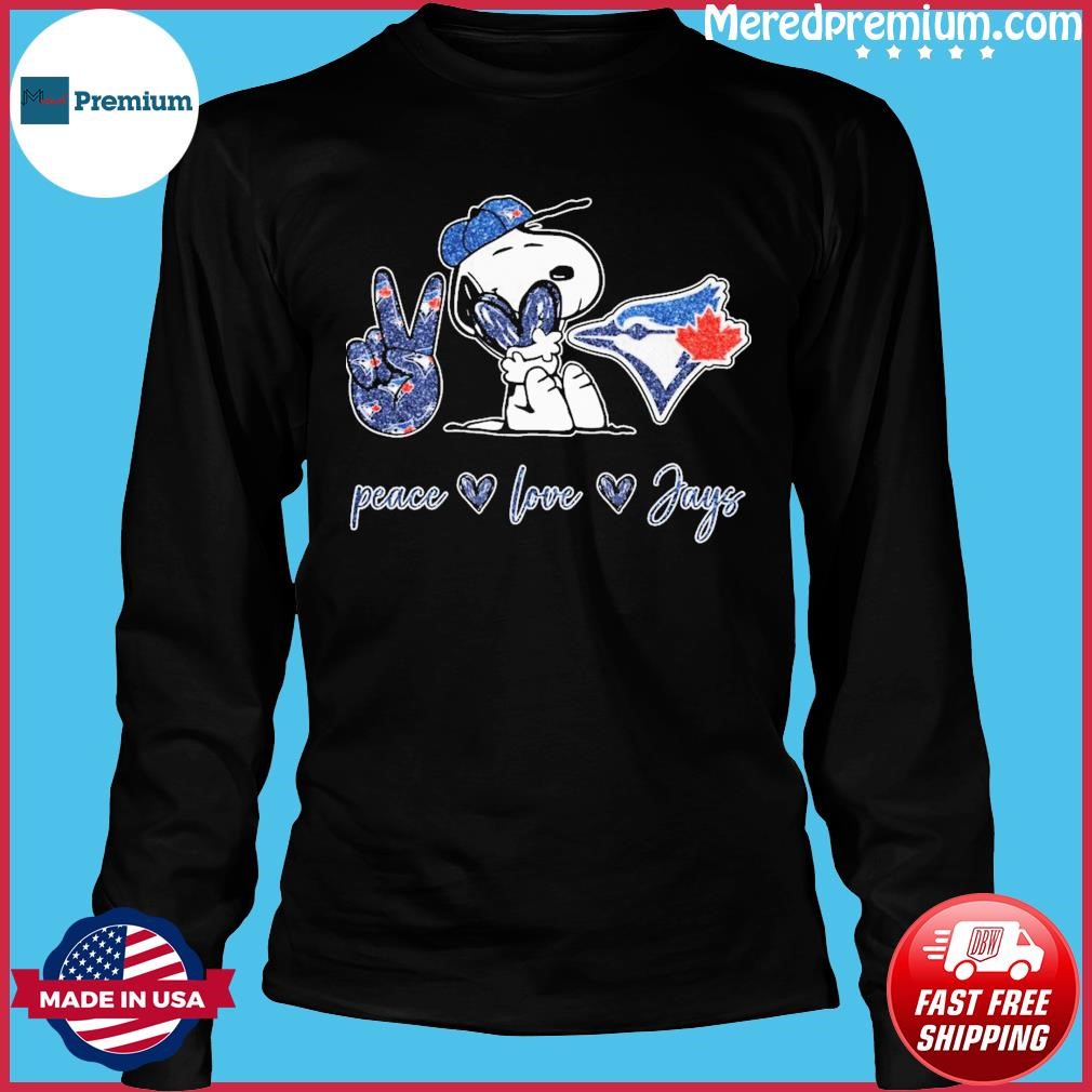 Snoopy peace love Toronto Blue Jays shirt, hoodie, longsleeve, sweatshirt,  v-neck tee