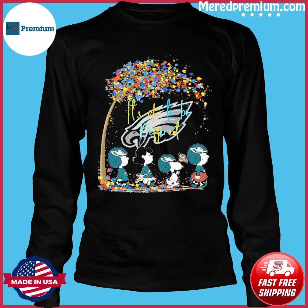 Peanuts Characters Philadelphia Eagles Autism It's Ok To Be Different Shirt,  hoodie, sweater, long sleeve and tank top