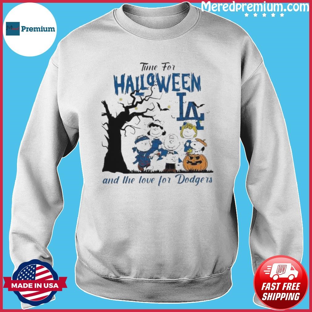 Time For Halloween And The Love For Los Angeles Dodgers X Peanuts cartoon T- shirt, hoodie, sweater, long sleeve and tank top