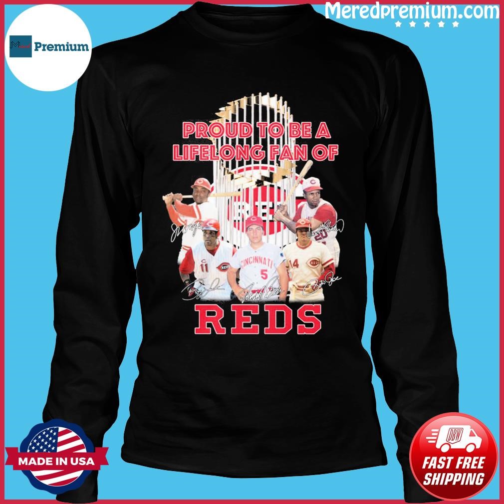 Official proud to be a lifelong fan of cincinnatI reds signatures 2023 T- shirt, hoodie, tank top, sweater and long sleeve t-shirt