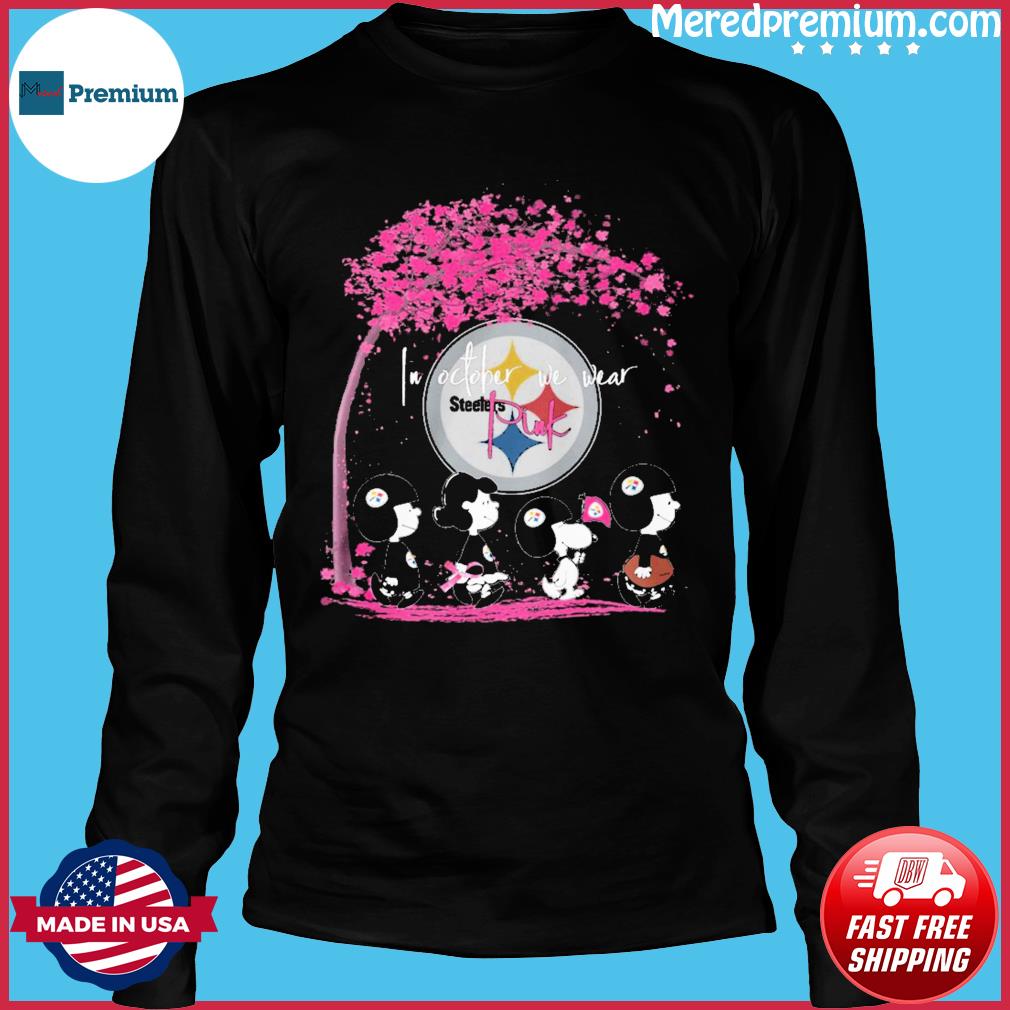 Peanuts Characters Atlanta Falcons In October We Wear Pink Fall Shirt