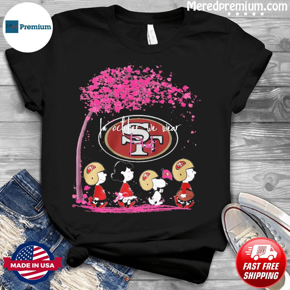 Arizona Cardinals Peanuts characters in October we wear pink shirt