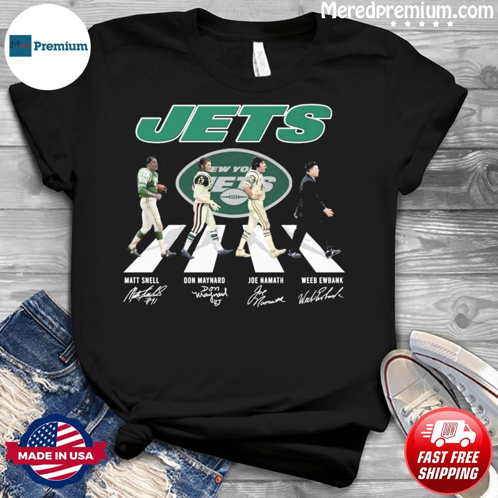 New York Jets Matt Snell Don Maynard Joe Namath Weeb Ewbank Abbey road  signatures t shirt, hoodie, longsleeve, sweatshirt, v-neck tee