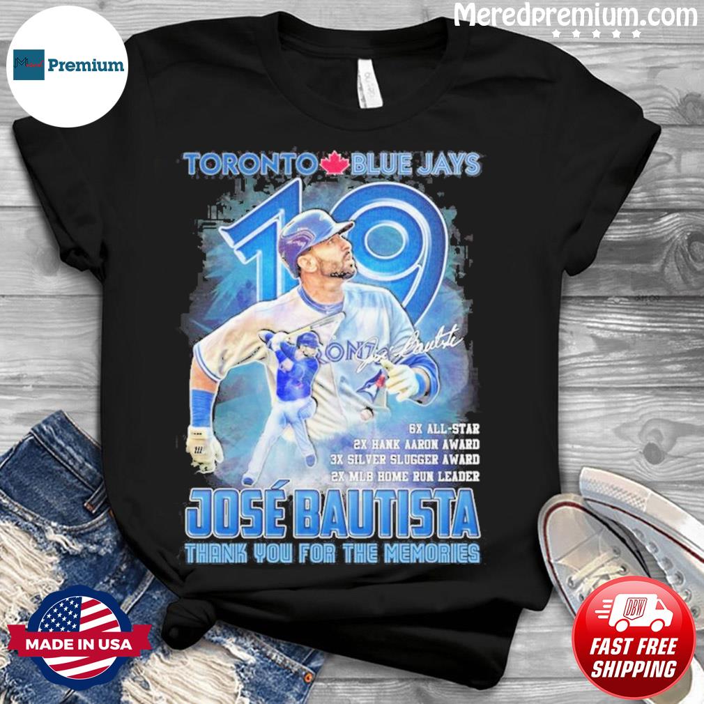 Jose Bautista Toronto Blue Jays 2023 signature thank you for the memories  shirt, hoodie, sweater, long sleeve and tank top