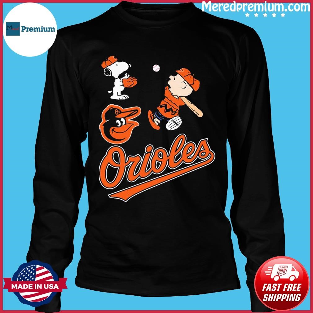 Peanuts Charlie Brown And Snoopy Playing Baseball Baltimore Orioles shirt,sweater,  hoodie, sweater, long sleeve and tank top