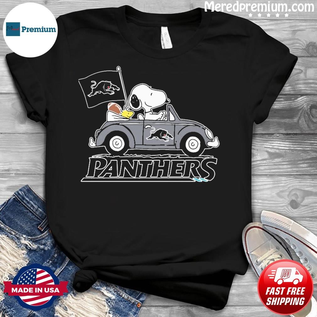 Buy Snoopy And Woodstock Driving A Car Panthers Shirt For Free