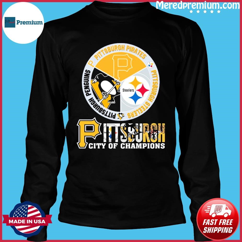 Pittsburgh City Of Champions Steelers Penguins Pirates signature shirt,  hoodie, sweater and long sleeve