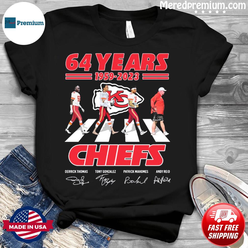 Kansas City Chiefs Abbey Road 64 years 1959-2023 thank you for the memories  signature shirt, hoodie, sweater, long sleeve and tank top