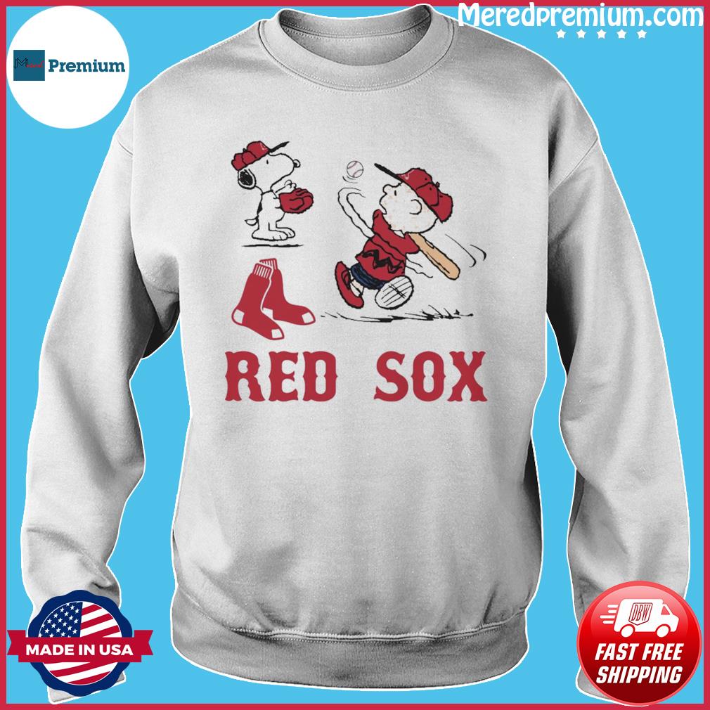 Peanuts Charlie Brown And Snoopy Playing Baseball Boston Red Sox T