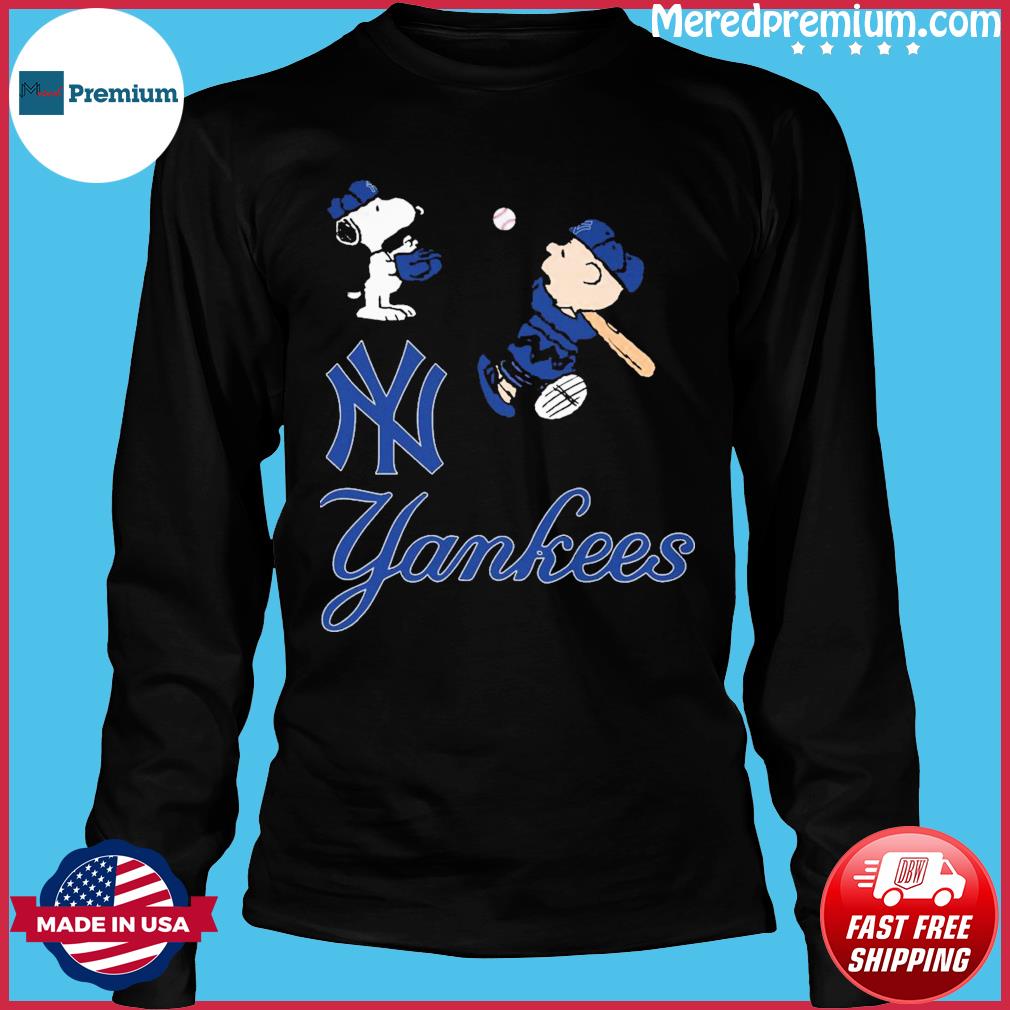 Peanuts Snoopy And Charlie Brown Playing Baseball New York Yankees Shirt,  hoodie, sweater, long sleeve and tank top